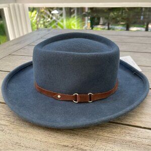 Toucan Felt Wool Dusty Blue Hat NWT